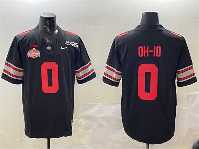 Men%27s Ohio State Buckeyes #0 OH-IO Black 2025 CFP Final With National Champions Patch F.U.S.E. Vapor Limited Stitched Football Jersey